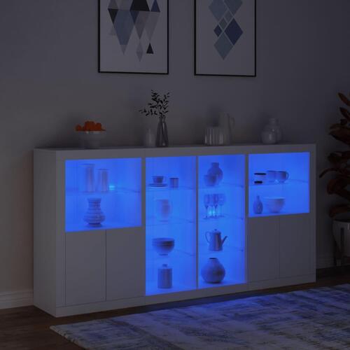 Skænk med LED-lys 202x37x100 cm hvid