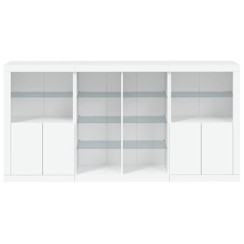 Skænk med LED-lys 202x37x100 cm hvid