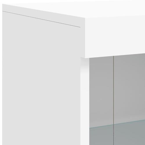 Skænk med LED-lys 202x37x100 cm hvid
