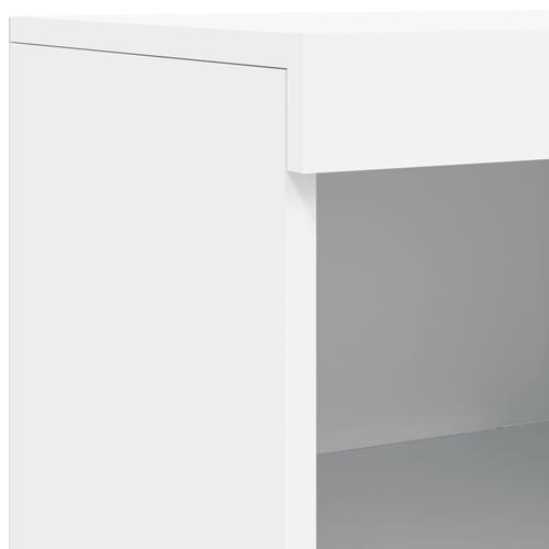 Skænk med LED-lys 202x37x100 cm hvid