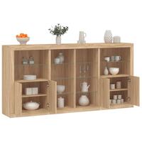 Skænk med LED-lys 202x37x100 cm sonoma-eg