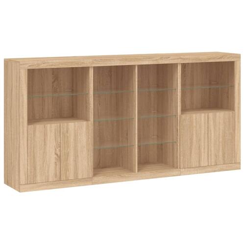 Skænk med LED-lys 202x37x100 cm sonoma-eg