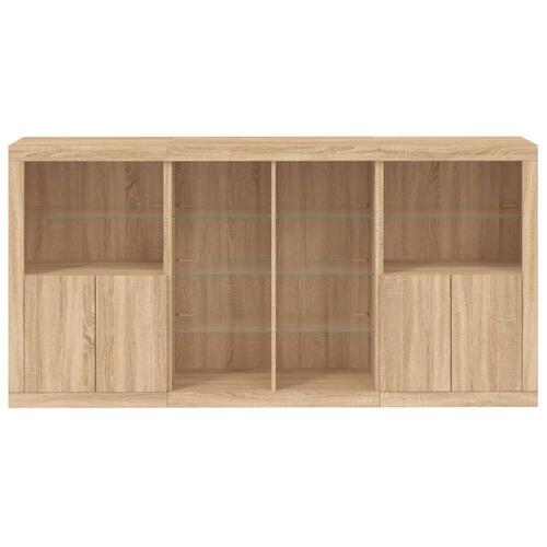 Skænk med LED-lys 202x37x100 cm sonoma-eg