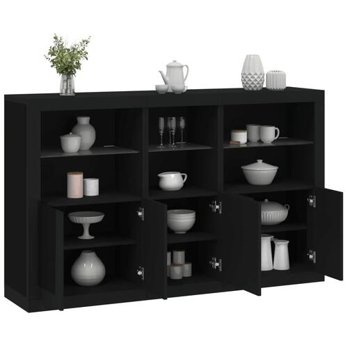 Skænk med LED-lys 162x37x100 cm sort