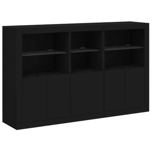 Skænk med LED-lys 162x37x100 cm sort