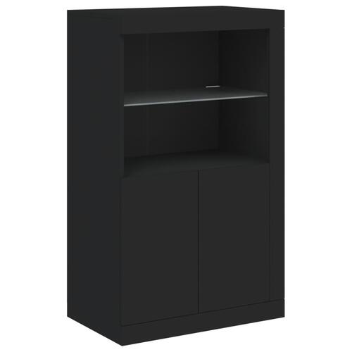 Skænk med LED-lys 162x37x100 cm sort