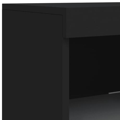 Skænk med LED-lys 162x37x100 cm sort