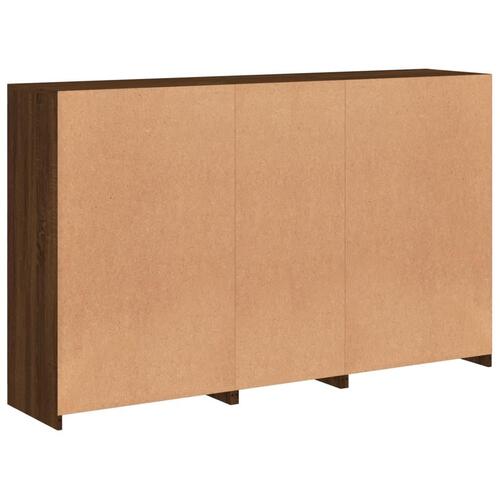 Skænk med LED-lys 162x37x100 cm brun egetræsfarve