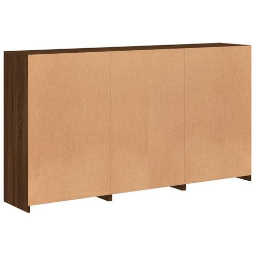 Skænk med LED-lys 181,5x37x100 cm brun egetræsfarve