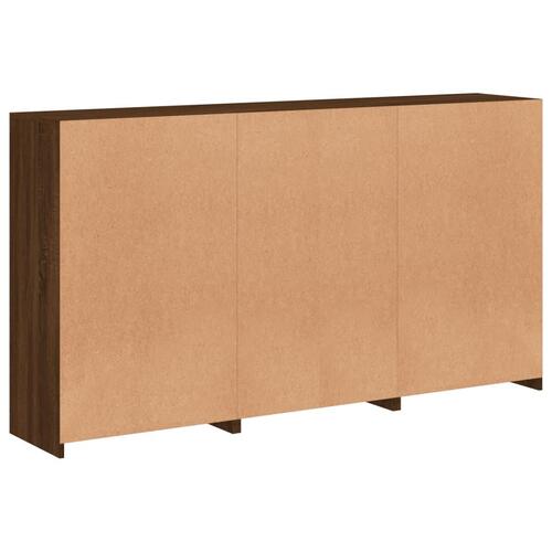 Skænk med LED-lys 181,5x37x100 cm brun egetræsfarve