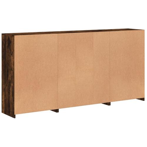 Skænk med LED-lys 202x37x100 cm røget egetræsfarve