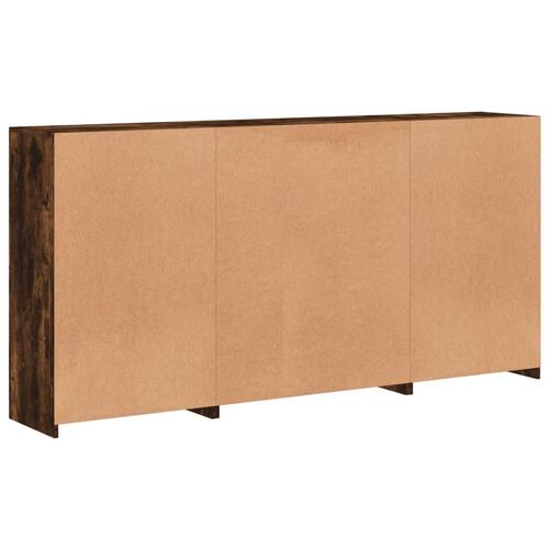 Skænk med LED-lys 202x37x100 cm røget egetræsfarve