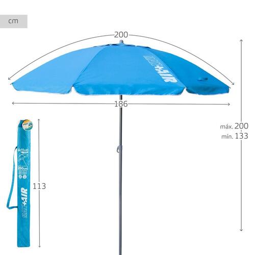 Parasol Aktive UV50 Ø 200 cm Blå Polyester Aluminium 200 x 198,5 x 200 cm (6 enheder)