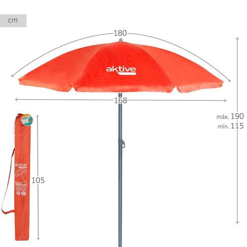 Parasol Aktive UV50 Ø 180 cm Koral Polyester Aluminium 180 x 187 x 180 cm (12 enheder)