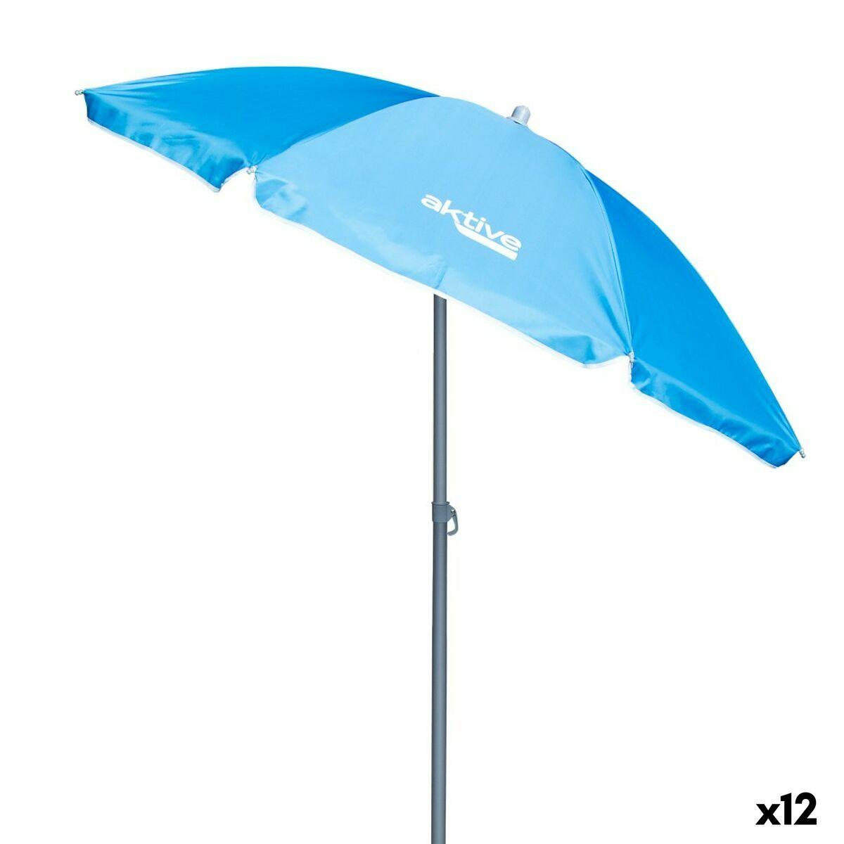 Parasol Aktive UV50 Ø 180 cm Blå Polyester Aluminium 180 x 187,5 x 180 cm (12 enheder)