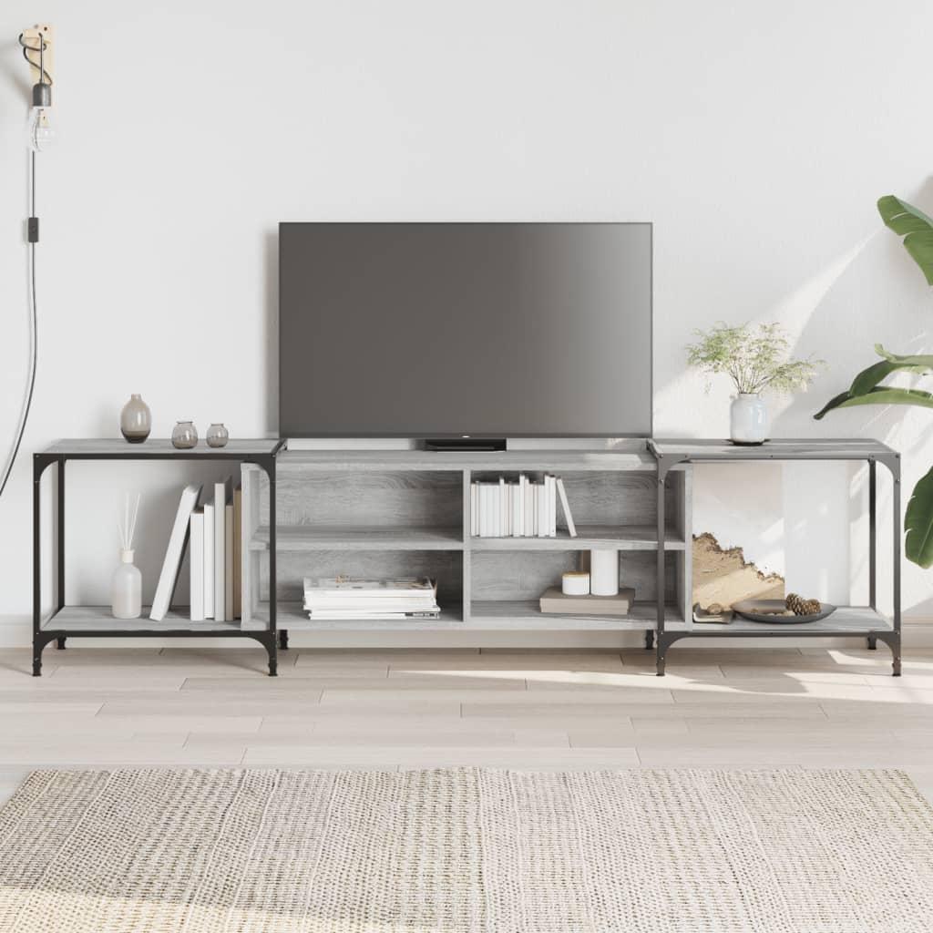 Tv-bord 203x37x50 cm konstrueret træ grå sonoma-eg