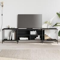 Tv-bord 203x37x50 cm konstrueret træ sort