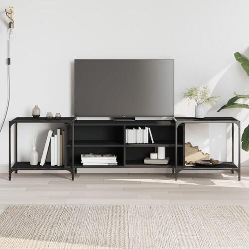 Tv-bord 203x37x50 cm konstrueret træ sort
