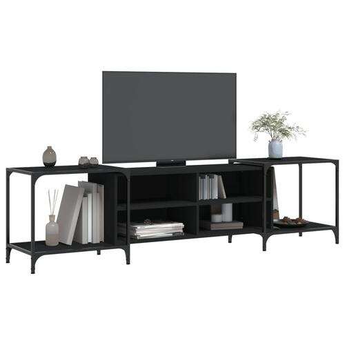 Tv-bord 203x37x50 cm konstrueret træ sort