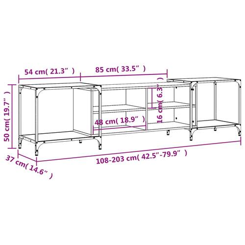 Tv-bord 203x37x50 cm konstrueret træ sort