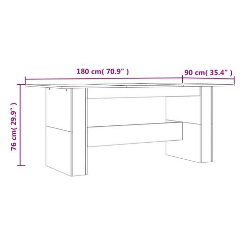 Spisebord 180x90x76 cm konstrueret træ røget egetræsfarve