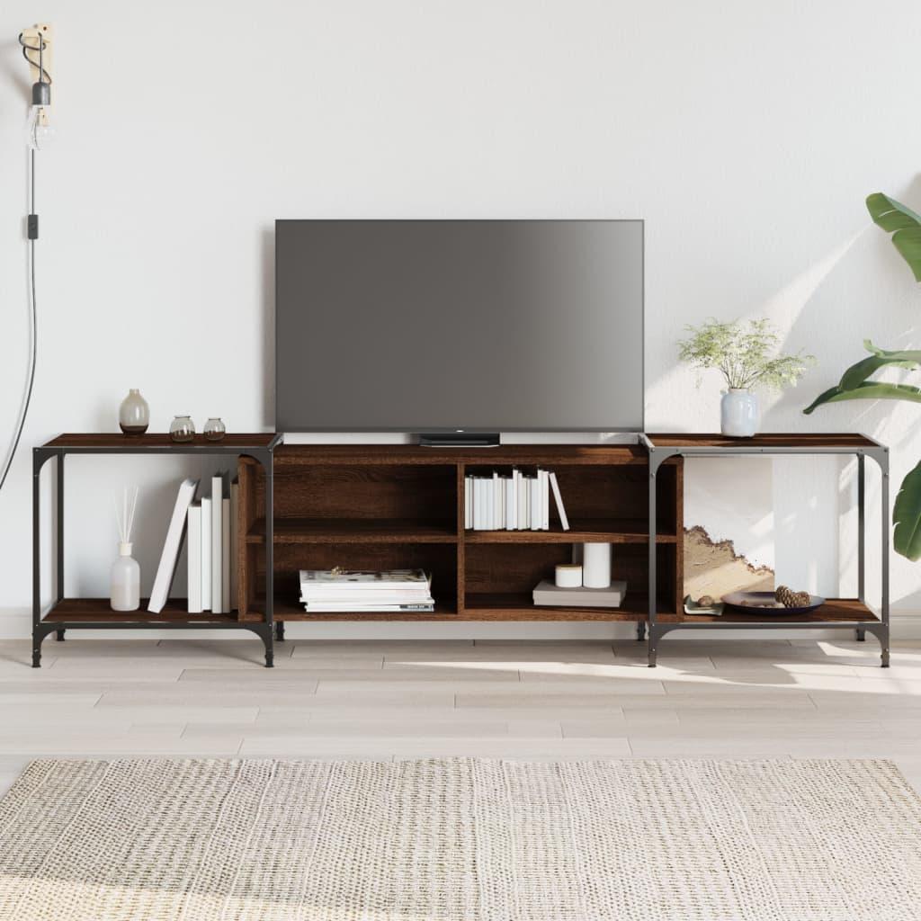 Tv-bord 203x37x50 cm konstrueret træ brun egetræsfarve