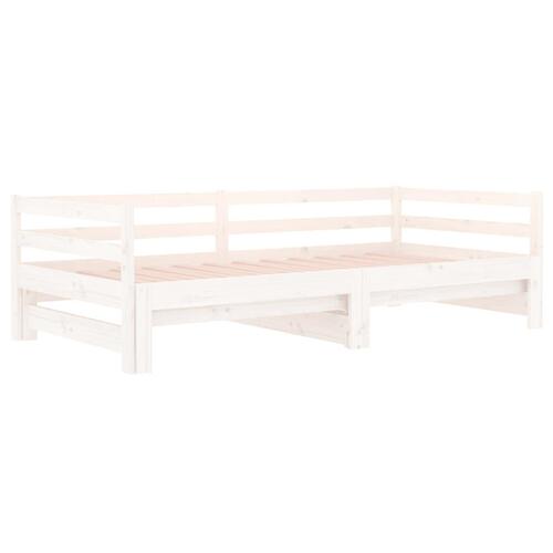 Daybed med udtræk 80x200 cm massivt fyrretræ hvid