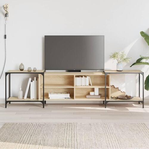 Tv-bord 203x37x50 cm konstrueret træ sonoma-eg