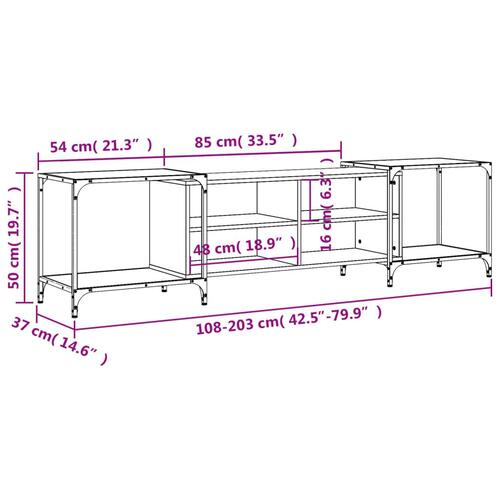 Tv-bord 203x37x50 cm konstrueret træ sonoma-eg