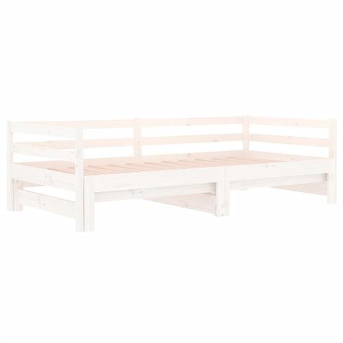 Daybed med udtræk 90x190 cm massivt fyrretræ hvid