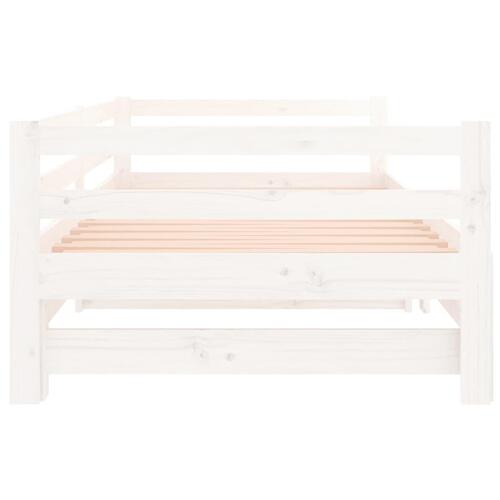 Daybed med udtræk 90x190 cm massivt fyrretræ hvid