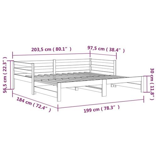 Daybed med udtræk 90x200 cm massivt fyrretræ