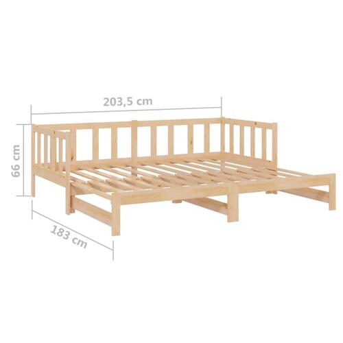 Daybed med udtræk 90x200 cm massivt fyrretræ