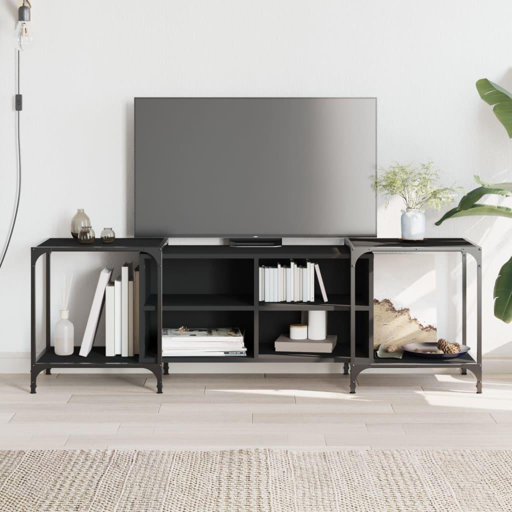 Tv-bord 153x37x50 cm konstrueret træ sort