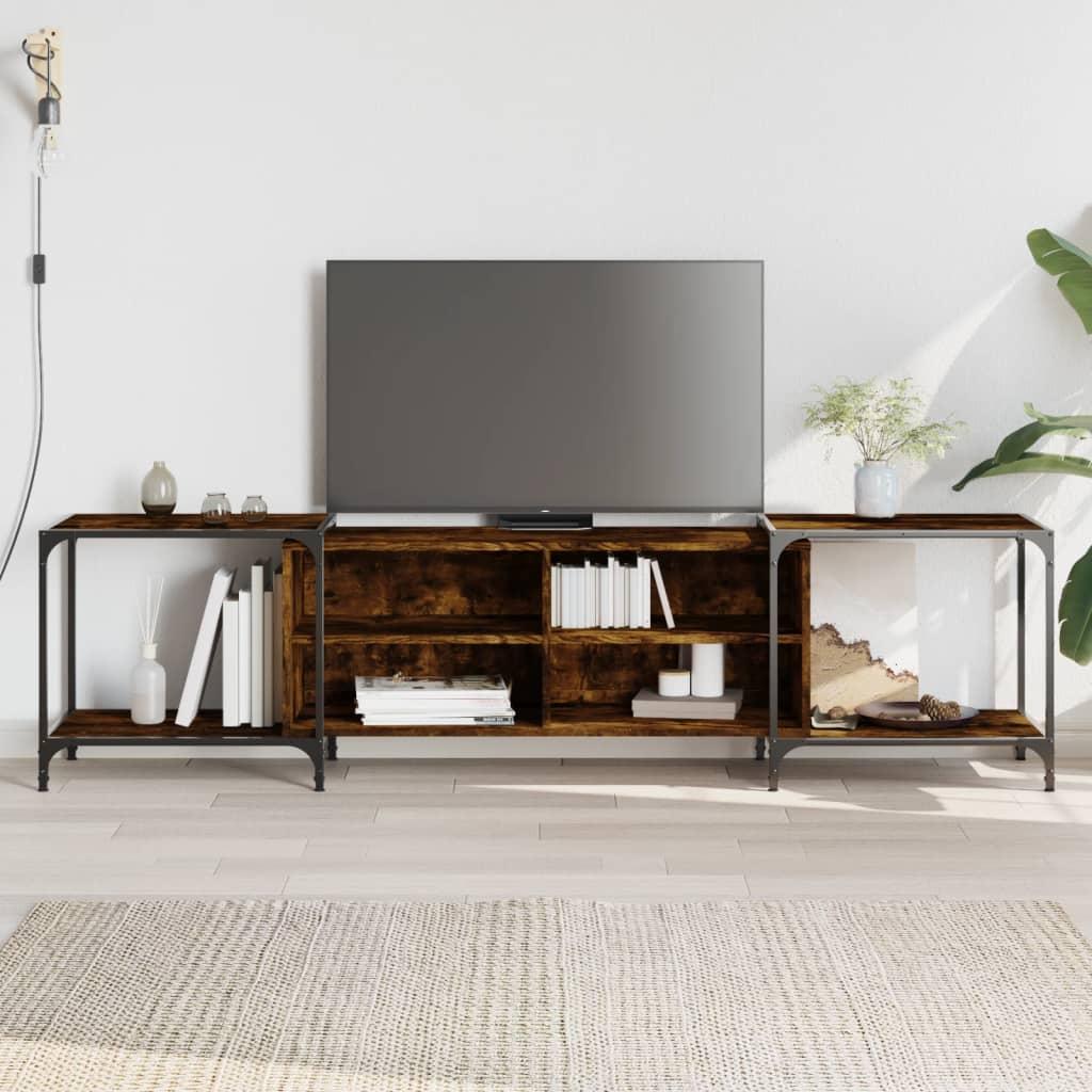 Tv-bord 203x37x50 cm konstrueret træ røget egetræsfarve