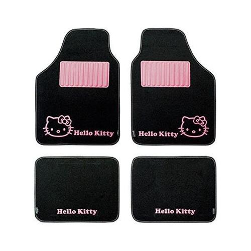 Bil gulvmåtte sæt Hello Kitty KIT3013 Universal Sort Pink (4 stk) (OUTLET A+)