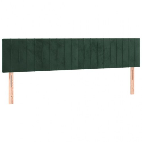 Kontinentalseng med madras og LED-lys 160x200 cm - fløjl, mørkegrøn