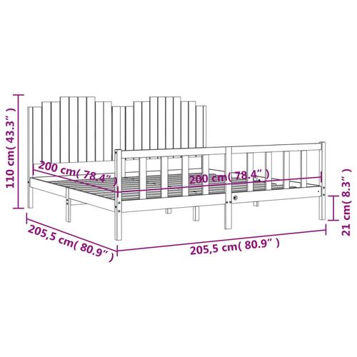 Sengeramme uden madras 200x200 cm massivt fyrretræ