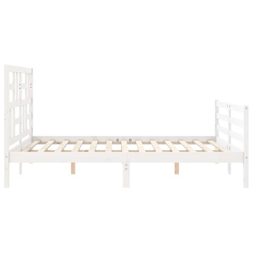 Sengeramme med sengegavl kingsize massivt træ hvid