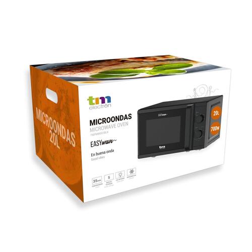 Mikrobølgeovn med Grill TM Electron Sort 700 W 20 L