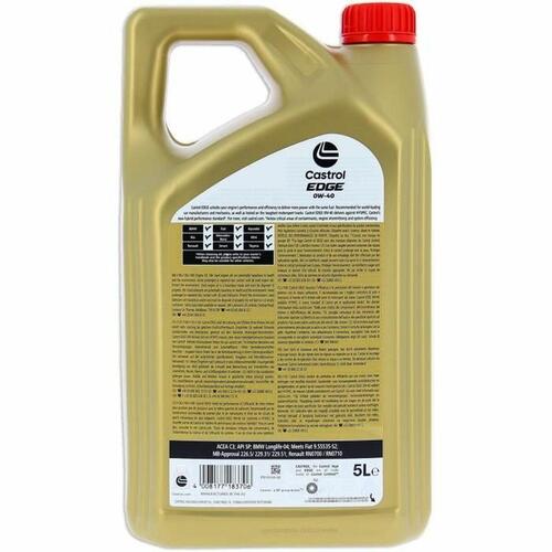 Motorolie Castrol Edge Benzin Diesel Hybrid 0w40 5 L