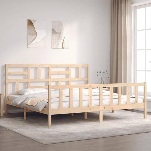 Sengeramme med sengegavl Super King Size massivt træ