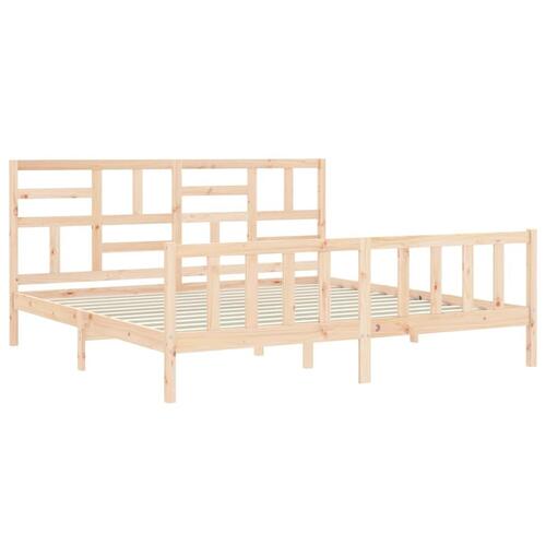 Sengeramme med sengegavl Super King Size massivt træ