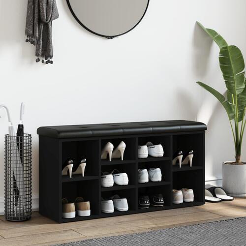 Skobænk 102x32x50 cm konstrueret træ sort