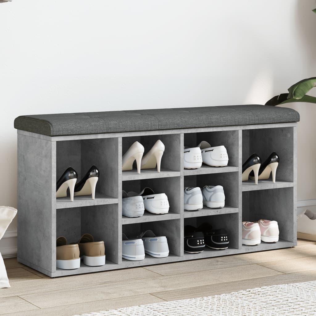 Skobænk 102x32x50 cm konstrueret træ betongrå