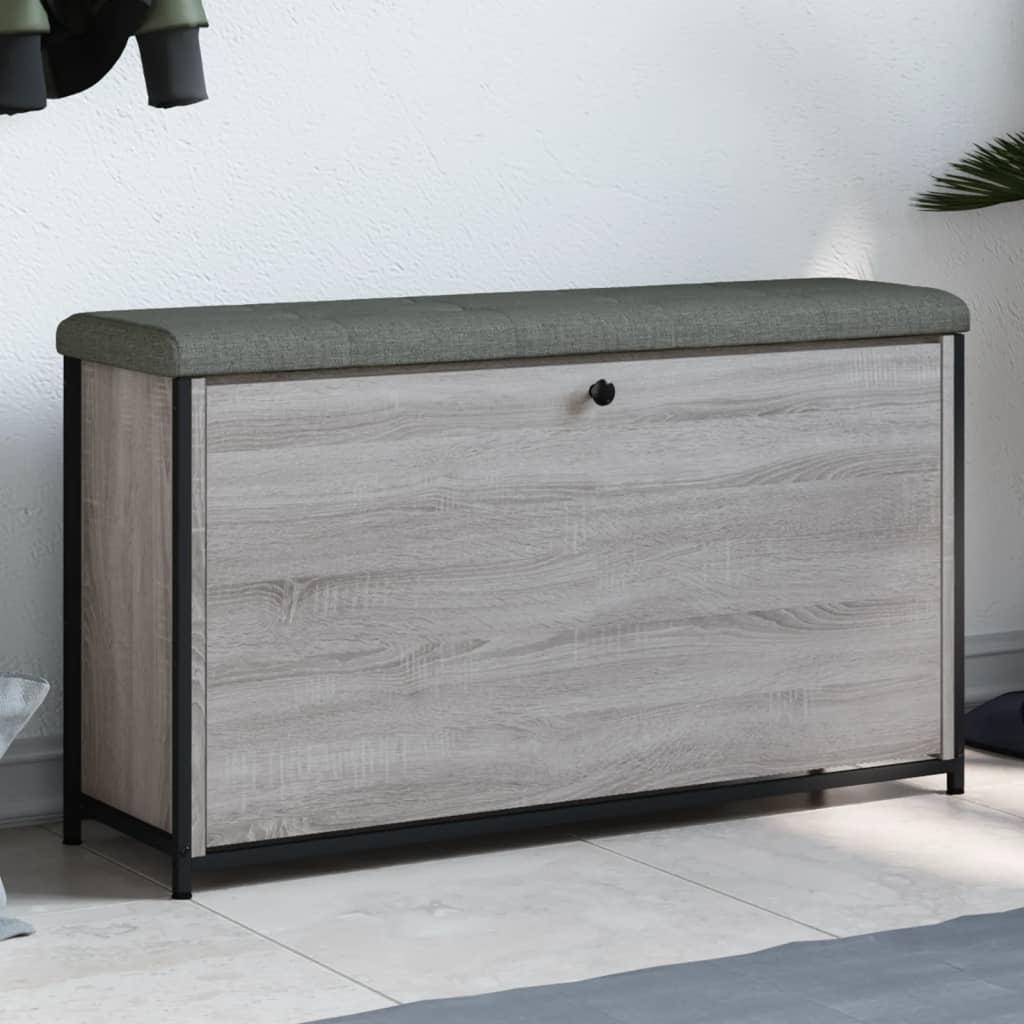 Skobænk med vippeskuffe 102x32x56 cm grå sonoma-eg