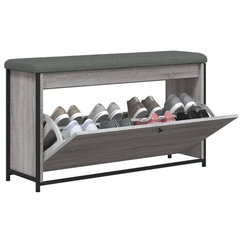Skobænk med vippeskuffe 102x32x56 cm grå sonoma-eg