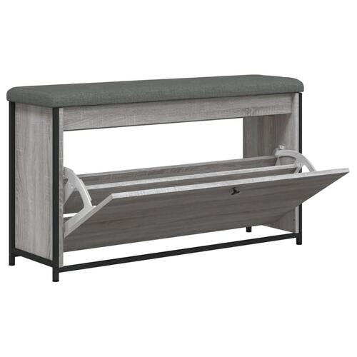 Skobænk med vippeskuffe 102x32x56 cm grå sonoma-eg