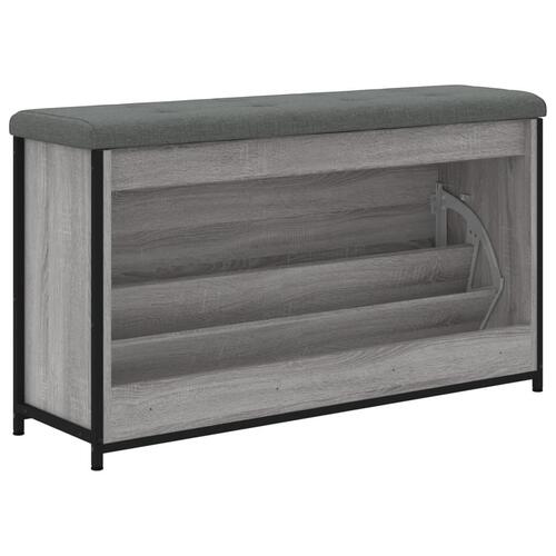Skobænk med vippeskuffe 102x32x56 cm grå sonoma-eg