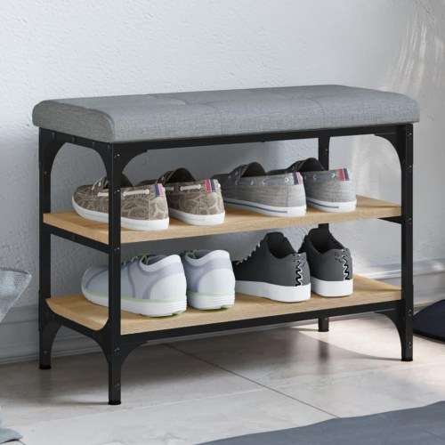 Skobænk 62x32x47 cm konstrueret træ sonoma-eg